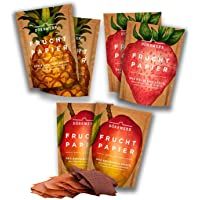 Frutas secas en seis paquetes de papeles de fruta (6x 40 g) – bocadillos (snacks) de fruta de piña- manzana- mango…